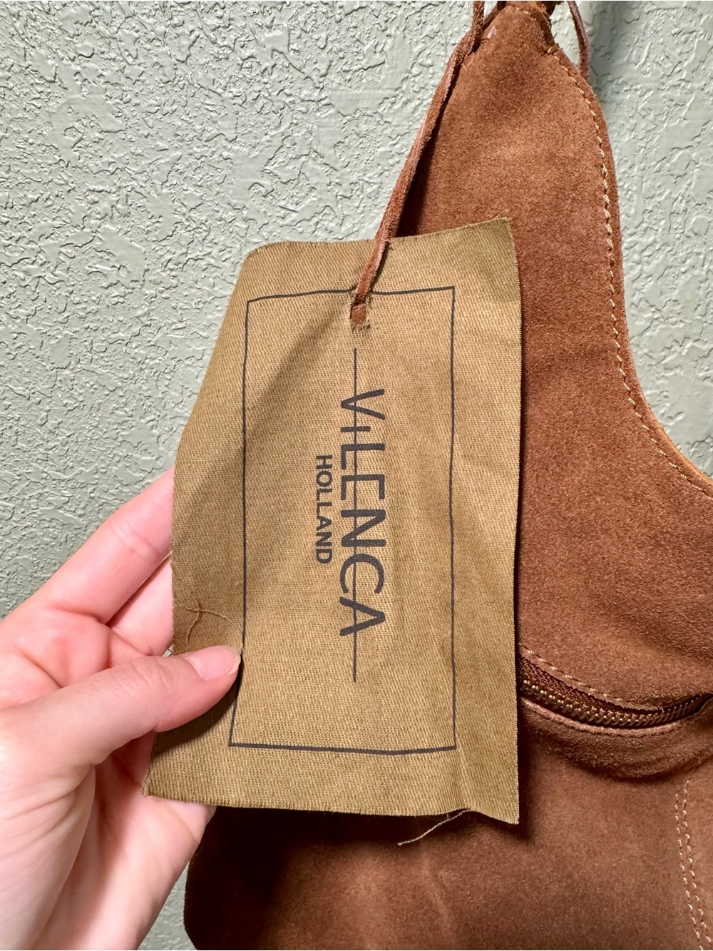 Suede Tassel Shoulder Bag in Cognac Brown - Picture 3 of 10